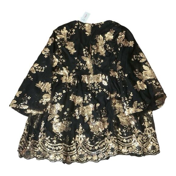 SHEIN Black and Gold Floral Mini Dress - Picture 5 of 5
